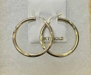 PENDIENTES ARO de oro amarillo real de 10K con corte de diamante - Imagen 1 de 3