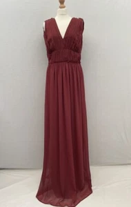 Mango maxi grecian chiffon occasion dress in light maroon red, size m - Picture 1 of 6