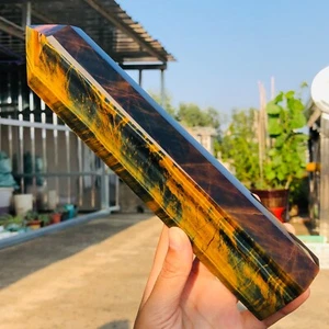 Varita de cristal de cuarzo ojo de tigre azul amarillo natural 968 g punto de curación AH393 - Imagen 1 de 19