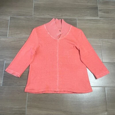 Oska Damen Pullover Koralle Hanf/Baumwolle 3/4 Arm Asymmetrischer Kragen - Gr... - Bild 1 von 4