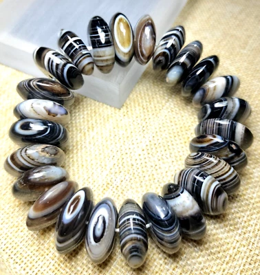 24x9MM 100% Natural Multi-Color Ice Ancient Agate Jade Beads Stretchy Bracelet - Image 1 of 4