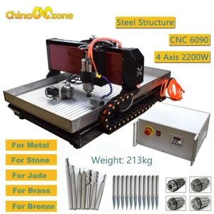 Steel CNC 6090 4axis 2.2KW Mach 3 USB Engraver Machine For Metal Copper Brass US - Picture 1 of 10