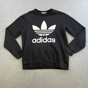 Adidas Sweater Youth Large Black Long Sleeve Fleece Pullover Crewneck Outdoor - Picture 1 of 10
