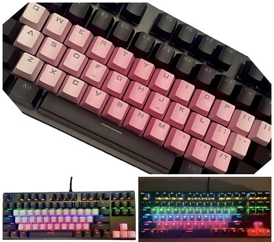 Pink Ombré Fade Black Mechanical Gaming Keyboard RGB Rainbow Backlit New - Image 1 of 4