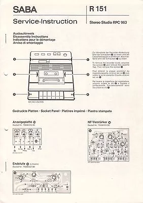 SABA - R 151 Stereo Studio RPC 963 - Service Instruction Schaltbild - B2901 - Bild 1 von 2