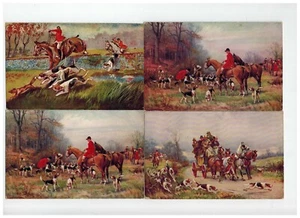Hunting Fox, Hounds, Horses, UK/Liverpool/Buenos Aires/Foreign Postcard Lot of 4 - Picture 1 of 2