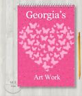 Pink Butterflies Personalised A4 Sketch pad/ Art book/ Drawing Book
