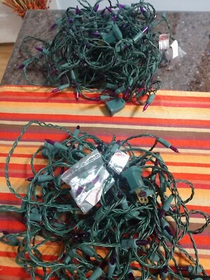 2-Home Accent Holidays 100 Purple  STRING LIGHTS Halloween WORKS - Image 1 of 3