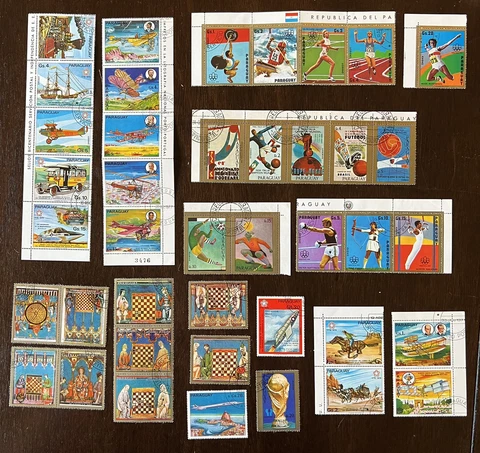 PARAGUAY STAMPS LOT PLANES, TRAINS, OLYMPICS, CHESS, HORSES AND MORE Cover