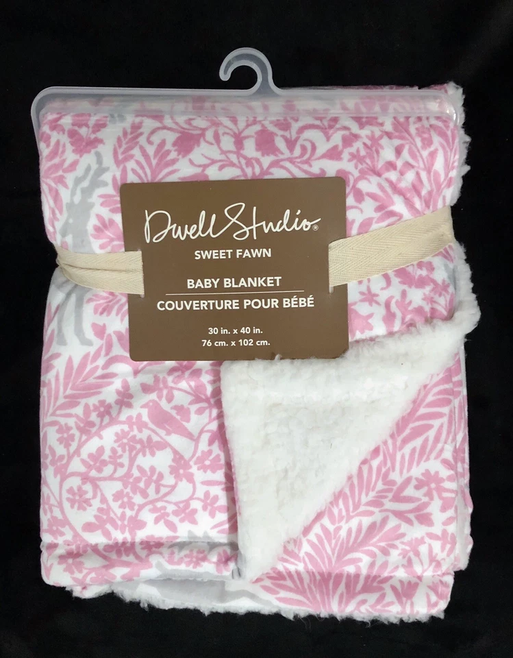 Dwell Studio Pink White Baby Blanket Deer Sweet Fawn New - Image 1 of 1