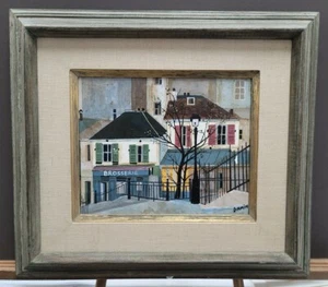 Georges Damin Vintage Original Öl auf Leinwand Französische Straßenszene 8,75"×10,75" - Bild 1 von 9