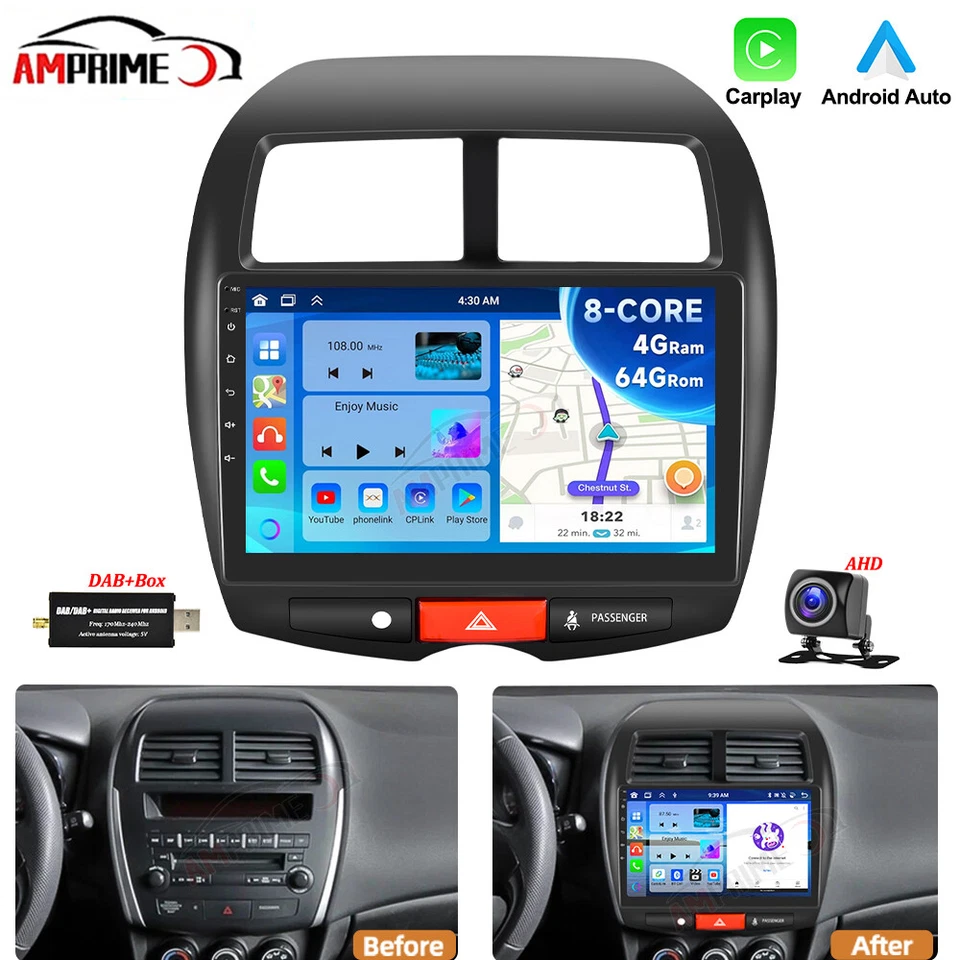 4+64G Für Mitsubishi ASX 2010-2016 10" Android 13 Autoradio Carplay GPS Nav DAB+ - Bild 1 von 4