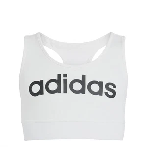 adidas Kids Girls Linear Bra Sports Scoop Neck Elasticated Trim Print Block - Picture 1 of 32