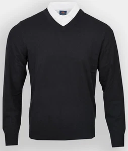 NEW Donald Ross MEDIUM 100% CASHMERE V-Neck Sweater Black - Picture 1 of 2