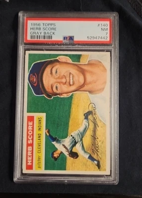 1956 #140 puntuación de hierbas gris espalda indios clasificación PSA casi nuevo 7 Foto 1 de 4