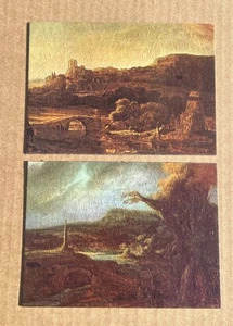 Vintage REMBRANDT LANDSCAPE WITH AN OBELISK COLOR Lithograph Print DAC NY 7"x5" - Picture 1 of 5