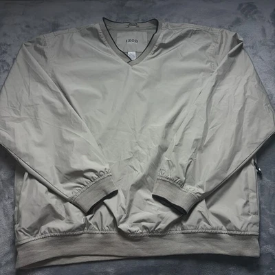 Chaqueta cortavientos Izod para hombre 2XL beige forrada de malla ropa exterior viaje invierno cuello en V Foto 1 de 4