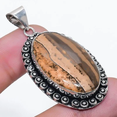 Ciondolo pietra preziosa forma ovale diaspro reale fatto a mano bellissimi gi... - Immagine 1 di 4