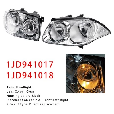 Left+Right Headlight Lamp 1JD941017 1JD941018 For VW Bora GLI 2006-2011 AU - image 1 of 4