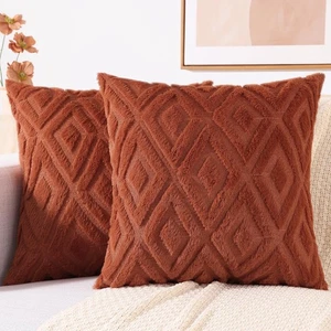 Fall Couch Throw Pillow Covers 22x22 Set of 2, Decorative Soft Plush Faux Woo... - Bild 1 von 9