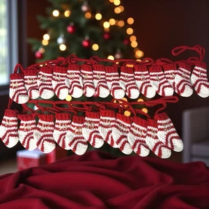 Christmas Advent Knit Stocking Garland String Mini Stockings Countdown Holiday - Picture 1 of 9