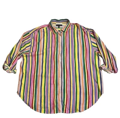 Camisa de lino arco iris Eloquii Elements | Talla 28 (18/20) | Maximalista de dopamina Foto 1 de 3