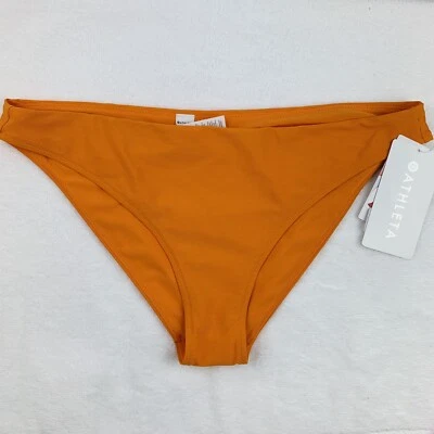 Parte inferior de bikini Athleta Cloudbreak Rib tiro medio talla L grande naranja natación Foto 1 de 4