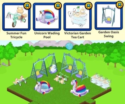 !!CHOOSE 2!! Webkinz SUMMER SENSATION Gifts: Tricycle, Pool, Tea Cart, Swing - image 1 of 4