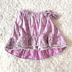Trish Scully Child Skirt Size 4 Pink White Jersey Cotton Ruffles Pompom EUC - Picture 1 of 4