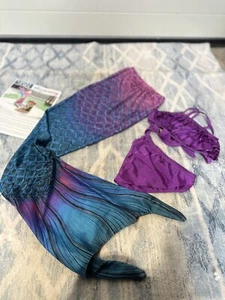 Kinder Meerjungfrau Monoflosse Bikini Flosse Mermaid Schwanz Flossen Set - Bild 1 von 10