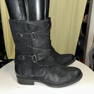 Worn Once Vera Wang Lavender Suede Ankle Biker Boots Buckle Straps Flap Us 8 - Picture 1 of 8