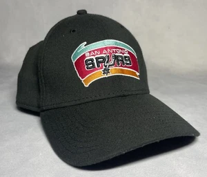 New Era 39Thirty San Antonio Spurs Retro Logo Black Hat M/L VGUC - Picture 1 of 6