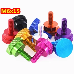 Tornillo de pulgar de cabeza alta empuñadura de mano M6*15 aluminio anodizado color arrugado perno - Imagen 1 de 5