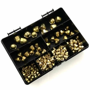 KIT DADI DECORATIVI GHIANDA CUPOLA 191 PEZZI ASSORTITI OTTONE MASSICCIO M4 M5 M6 M8 M10 M12 - Foto 1 di 2