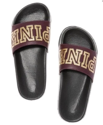 Sandalias Victoria's Secret ROSA Correa Única Goma Toboganes Logo Granate M Nuevas con Etiquetas Foto 1 de 4