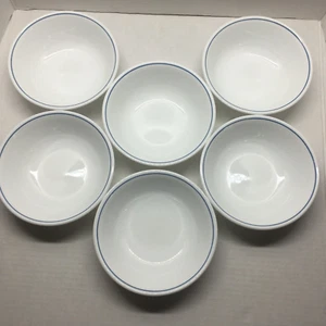 6-Corelle White with One Blue Band Soup Cereal Bowl - Bild 1 von 9