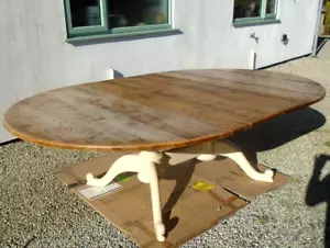 Huge 8 ft x 5' 5" Pine Painted Twin Pedestal Base Extending Kitchen Dining Table - Picture 1 of 23