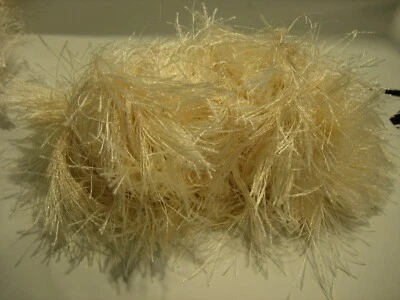 LION BRAND FUN FUR EYELASH IVORY BEIGE CREAM KNITTING CROCHET DESIGNER YARN 51G - Image 1 of 2