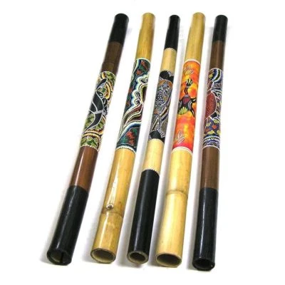Bambus Didgeridoo Aborigini Holz Instrument bemalt geschnitzt fair Dot Painting