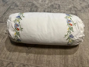 Bolster Neck roll Bolster Pillow 8 X 19 Ralph Lauren White Floral Floral Nice - Picture 1 of 5