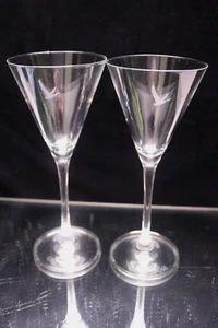 Grey Goose Vodka Etched 7.5 " Martini Slender Stem Glasses Set of 2 - Picture 1 of 5