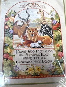 Bucilla Counted Cross-Stitch Kit "Praise God" Sampler 11x14 Nancy Rossi Design - Picture 1 of 4
