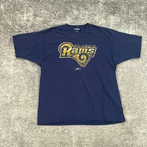 Vintage St Louis Rams Shirt Mens XL Blue Crew Neck Reebok Logo NFL Football Y2K - Picture 1 of 11