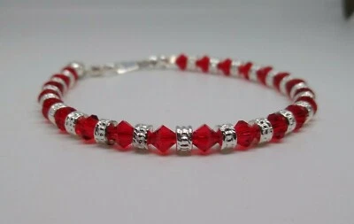 Tornozeleira/pulseira com miçangas Swarovski cristal claro sião bicone e prata Rondel - Imagem 1 de 2