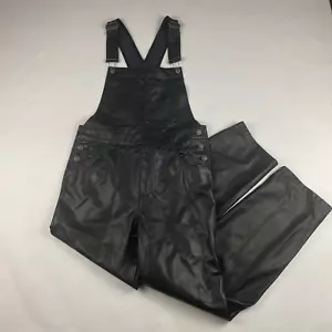 Free People Ziggy Overalls Jumpsuit Faux Leather Women's Size Small Black - Picture 1 of 20