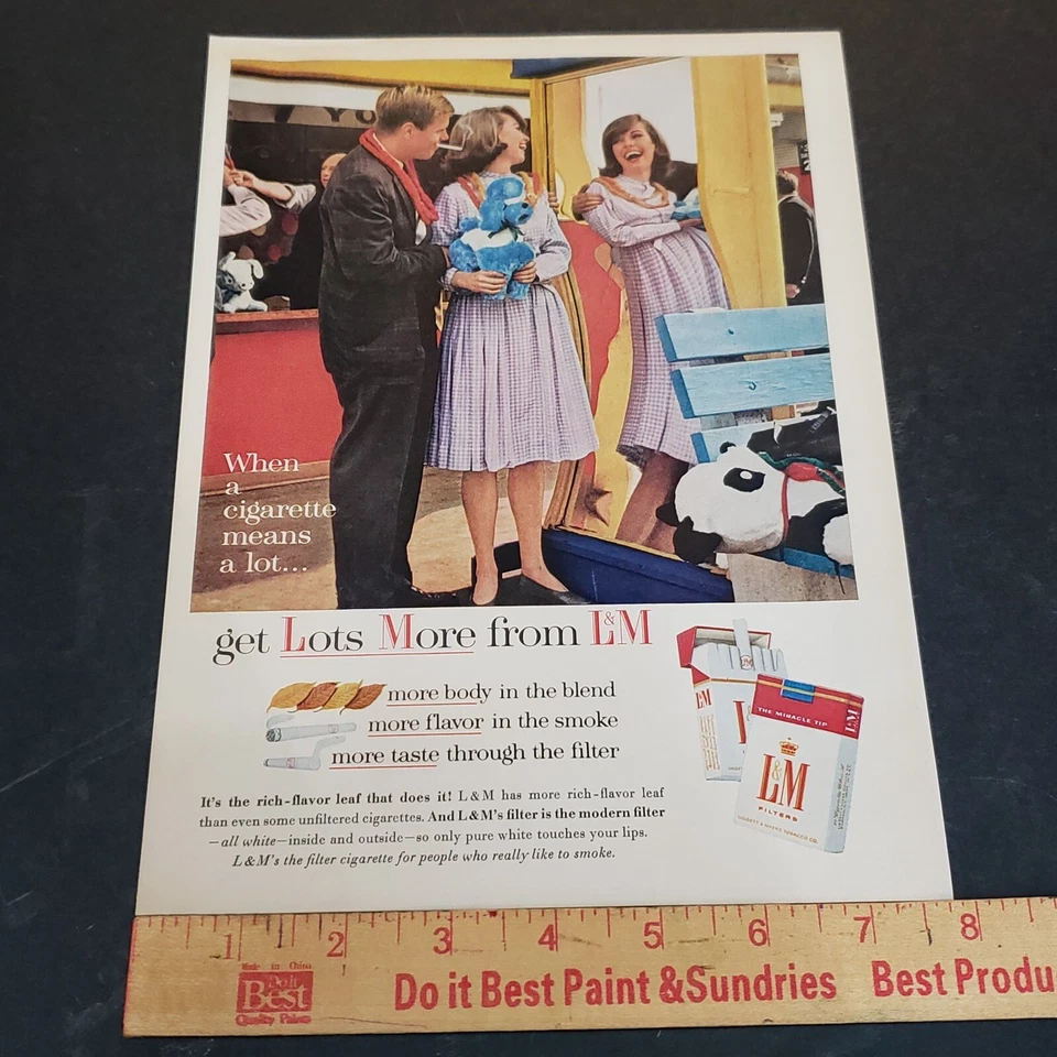 Anuncio impreso vintage de cigarrillos L&M 1963 años 60 Foto 1 de 1