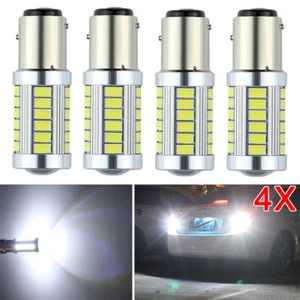 4X White BAY15D 1157 1142 Car Light Tail Stop Brake 5630 LED 33 SMD Lamp Bulb 6W - Picture 1 of 12