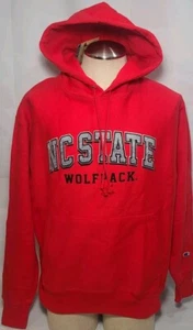 Champion Reverse Weave North Carolina State Red Hoodie Sweatshirt Size Large New - Picture 1 of 9