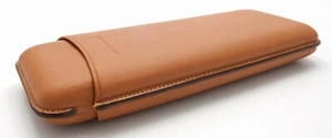 Martin Wess 3er Churchill Cigar Case 595 Nature Smooth/Cattle & Goat Leather - Picture 1 of 3