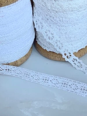 20mt Danish 100% Cotton Lace Ribbon Ribbon on Wooden Spool Wedding  Sewing  - Image 1 of 3